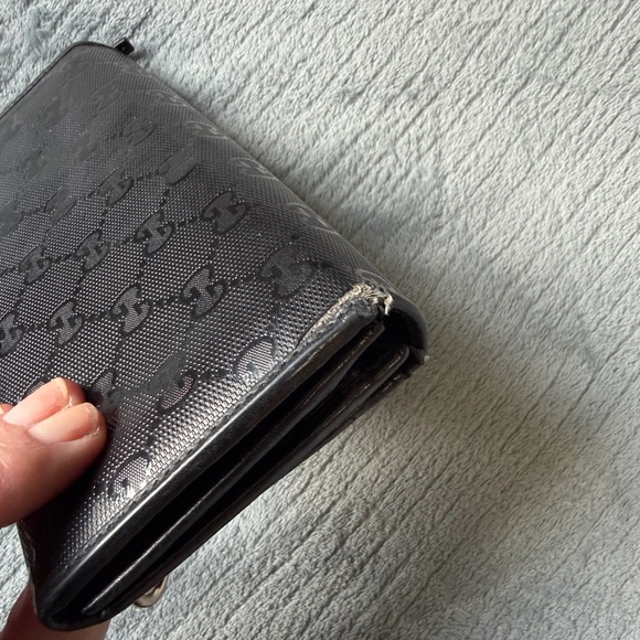 Gucci Carbon Fiber Long Wallet Black Checkbook Style w/ original dust bag & box - Picture 15 of 15